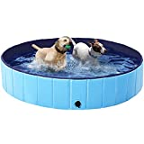 Yaheetech Foldable Hard Plastic Extra Large Dog Pet Bath Swimming Pool Collapsible Dog Pet Pools Bathing Tub Paddling Pool for Large Pets Dogs Cats, Black/Blue/Gray/Red, XXL/XL/L/M