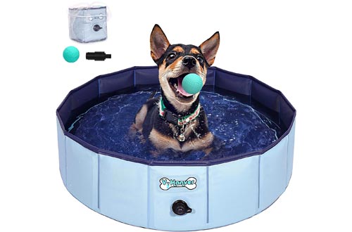 V-HANVER Foldable Dog Pool Hard Plastic Collapsible Pet Bath Tub