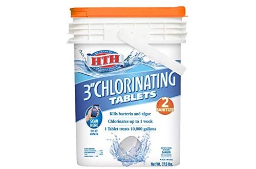  HTH 42030 3-inch Chlorinating Tablets Swimming Pool Chlorine, 37.5 lbs