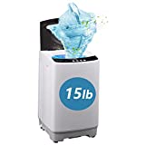 Portable Washing Machine WANAI Full-Automatic Portable Washer with 12lbs Load Capacity 6 Washing Programs Up Drainage 1.32 Cu.ft Top Load LED Display