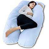 Meiz Pregnancy Pillow - U Shaped Pregnancy Pillow - Full Body Maternity Pillow for Pregnant Women, Body Pillow for Adults Sleeping with Cotton Pregnancy Pillow Cover, Blue & White