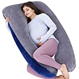 AS AWESLING Pregnancy Pillow, U Shaped Full Body Pillow, Nursing, Support and Maternity Pillow for Pregnant Women with Removable Velvet Cover (Grey Blue)