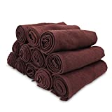 Arkwright LLC Bleach Safe Salon Towels Pack of 12 (16x28 inch, Brown) - 100% Cotton Bleach Proof, Bleach Safe, Bleach Resistant Towels