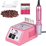Professional Nail Drill Machine 30000 RPM Efile Electric Nail Filer Nail Dremel for Finger Toe Nails, Acrylic Gel Nails, Manicure Pedicure, with 6Pcs Drill Bits, 100Pcs Sanding Bands - Pink