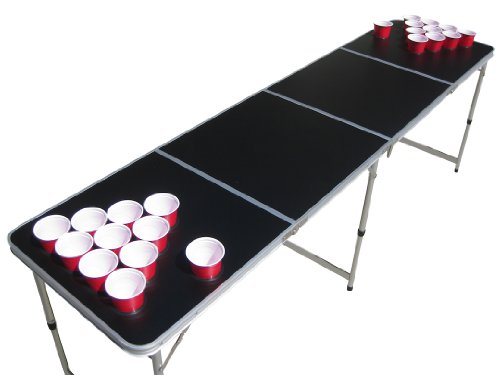Blank Black Plain Customizable Beer Pong Table with Predrilled Cup Holes