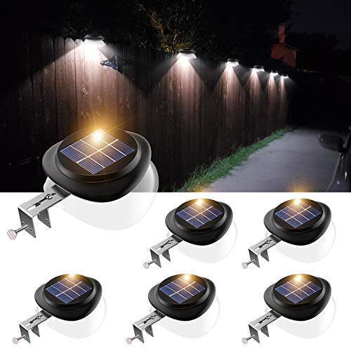 Solar Fence Lights Outdoor,2022 Upgraded Outdoor Gutter Light Waterproof Clip Lighting 2 Installations for Deck Pathway Garden Porch Driveway Garage Stairs Wall - White Light,Pack of 6