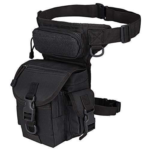 MAXTRA Military Tactical Drop Leg Bag Tool Fanny Thigh Pack Leg Rig Utility Pouch Paintball Airsoft Motorcycle Riding Thermite Versipack, Black