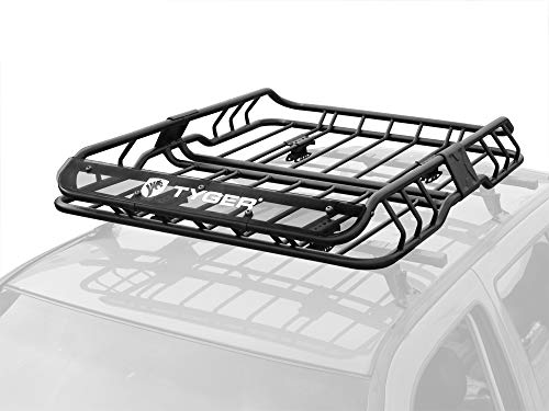 Tyger Heavy Duty Roof Mounted Cargo Basket Rack | L47.25 x W36.6 x H5.9 | Roof Top Luggage Carrier | with Wind Fairing