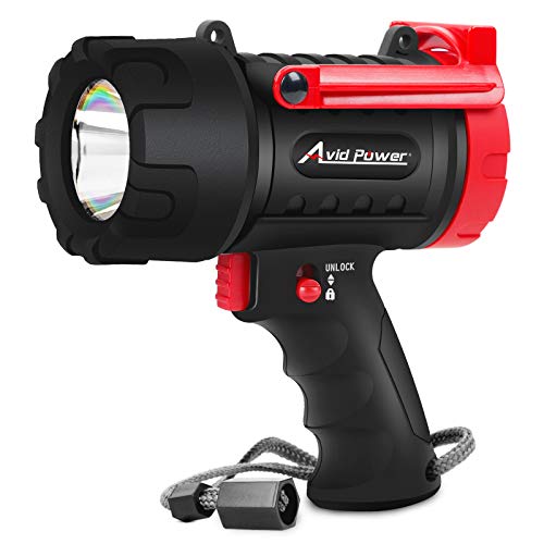 Rechargeable Spotlight, IP67 Waterproof Flashlight Handheld with 3 Light Modes, USB Cable, Lightweight and Durable, AVID POWER