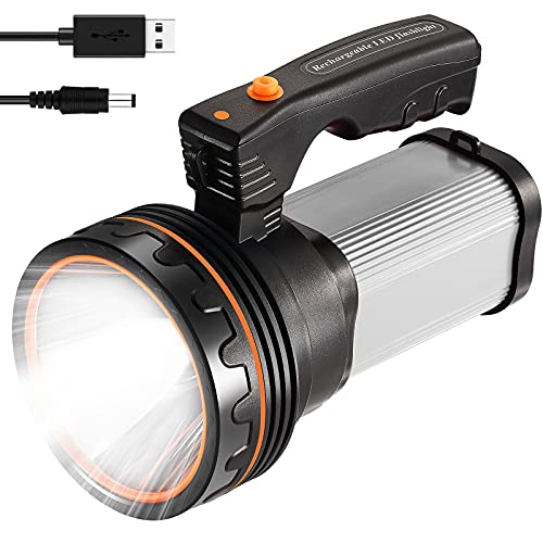 CSNDICE 35W Rechargeable Handheld Flashlights- High Lumens Spotlight 9000 Lumens, IPX45 Waterproof Rechargeable Spotlight USB Output 6600mAh, Can be Used for Home and Outdoor use