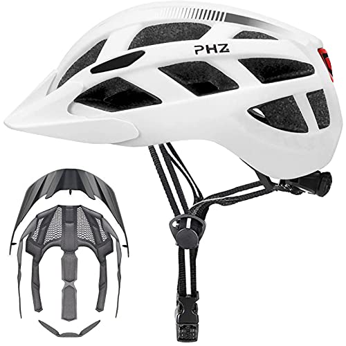 PHZ. Adult Bike Helmet with Rechargeable USB Light Bicycle Helmet Men Women Road Cycling & Mountain Biking with Detachable Visor