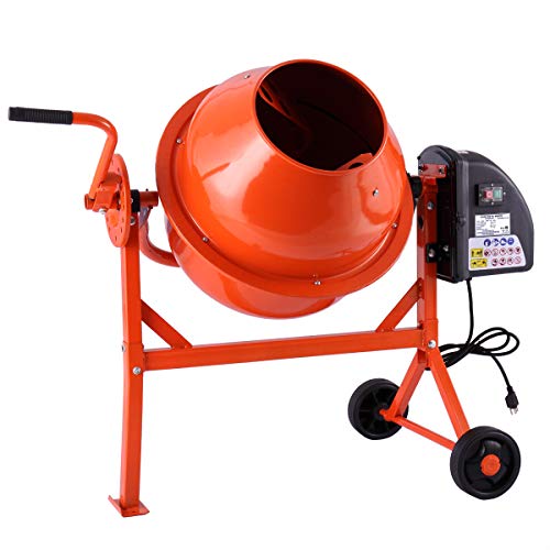 JAXPETY 2-1/5cuft Portable Electric Concrete Cement Mixer Barrow Machine Mixing mortar, Orange