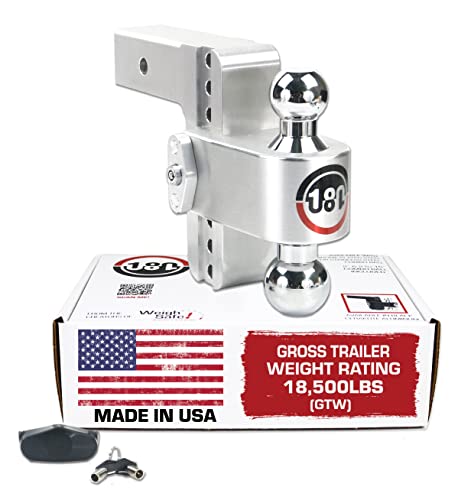 Weigh Safe 180 Hitch CTB6-2.5 Aluminum Adjustable 6' Drop & Chromed Steel Ball for 2.5' Receiver 18,500 GTW