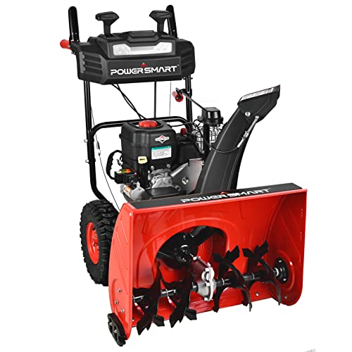 PowerSmart Snow Blower Gas Powered 24 in. - B&S 208CC Engine with Corded Electric Starter, Heated Grips, Self Propelled 2 Stage Snow Blower PSSAM24BS