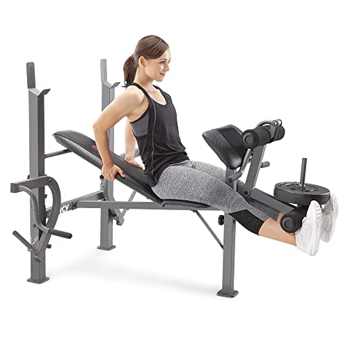 Marcy Standard Weight Bench with Leg Developer Multifunctional Workout Station for Home Gym Weightlifting and Strength Training MD-389