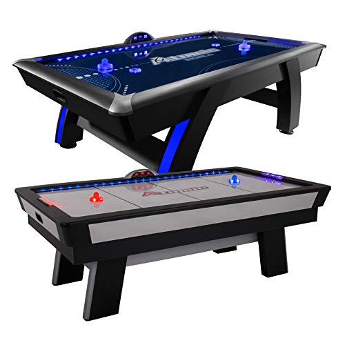 Atomic Top Shelf 7.5’ Air Hockey Table with 120V Motor for Maximum Air Flow, High-Speed PVC Playing Surface for Arcade-Style Play and Multicolor LED Lumen-X Technology to Illuminate Play