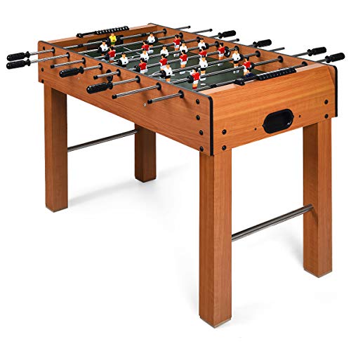 Goplus 48' Foosball Table, Easy-Assemble Soccer Game Table w/ 2 Balls, Competition Sized Foosball Games for Indoor Game Rooms, Bars, Parties, Family Night (Brown)