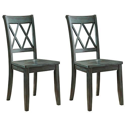 Signature Design by Ashley - Mestler Dining Room Chair - Wood Seat - Set of 2 - Blue/Green