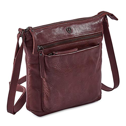 COCHOA Women's Real Leather Small Triple Zip Crossbody Bags Purse Travel Bag