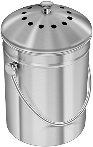 Utopia Kitchen Compost Bin for Kitchen Countertop - 1.3 Gallon Compost Bucket for Kitchen with Lid - Includes 1 Spare Charcoal Filter