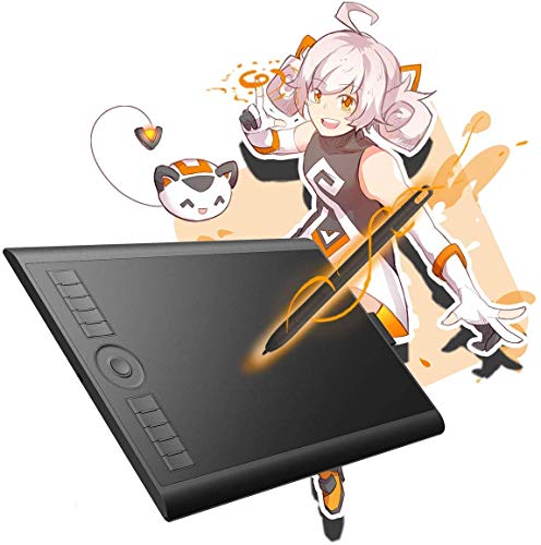 GAOMON M10K2018 10 x 6.25 inch Graphic Drawing Tablet with 8192 Levels Battery-Free Stylus and 10 Customizable Hot-Keys for Digital Drawing & OSU & Online Teaching-for Mac Windows