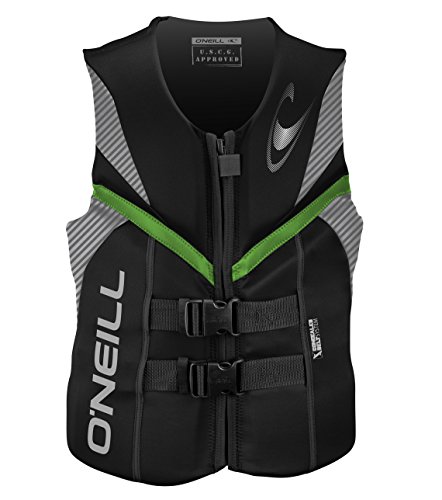 O'Neill Men's Reactor USCG Life Vest, Black/Lunar/Day-Glo,X-Large