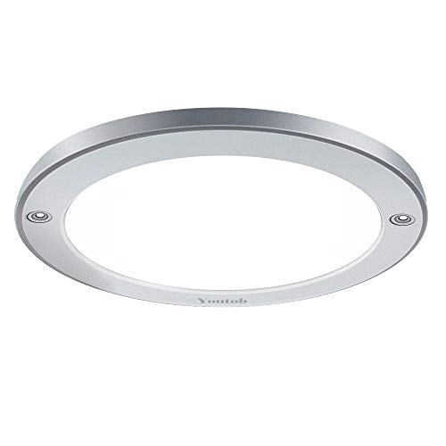 Youtob LED Flush Mount Ceiling Light, 15W 100 Watt Equivalent, 1100lm Brushed Silver Round Lighting Fixture for Kitchens, Closets, Stairwells, Basements, Bedrooms, Washrooms (Warm White 3000K)
