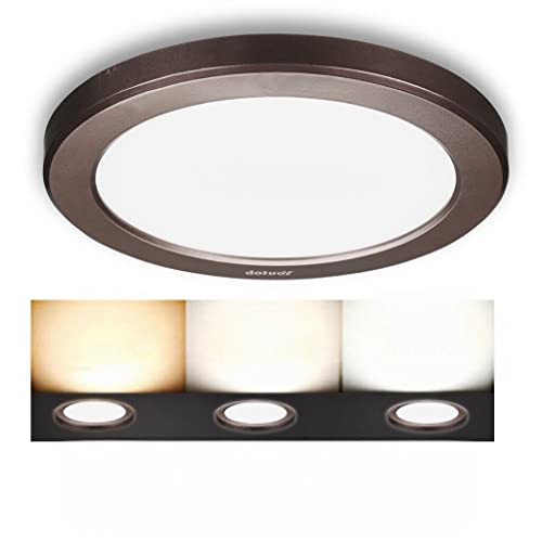 Youtob LED Ceiling Light Flush Mount with Adjustable 3 Colors, 15W 1500lm Round Lighting Fixture for Kitchens, Closets, Hallways, Stairwells, Bedrooms(3000k/4000k/5000k Available) (Bronze)