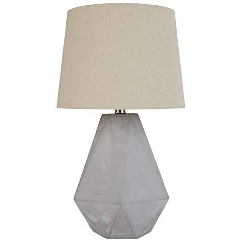 Amazon Brand – Rivet Mid Century Modern Diamond Cut Concrete Bedside Table Desk Lamp With Light Bulb - 20 Inches