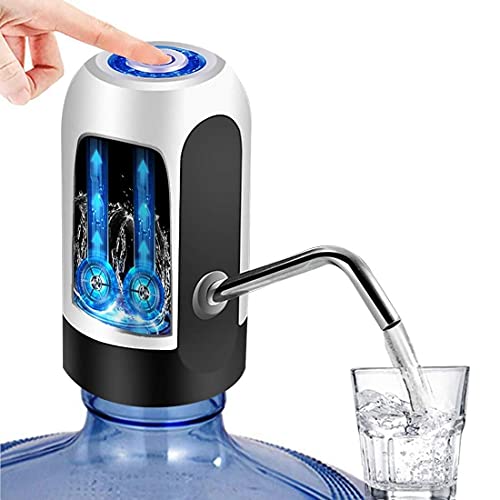 YOMYM Water Bottle Dispenser Portable Electric Water Bottle Pump for Universal 5 Gallon Bottle (Black+White)