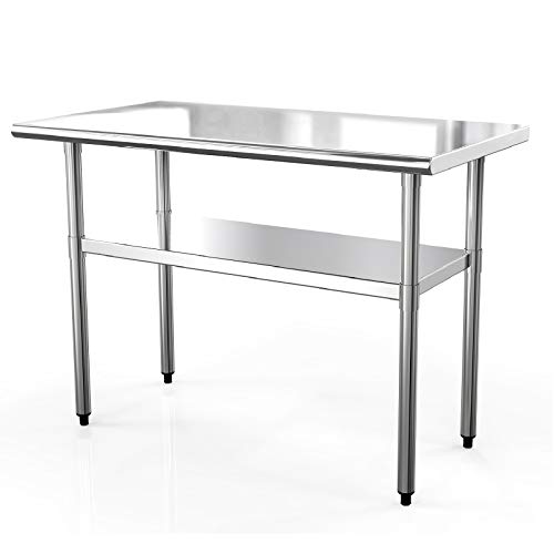 SUNCOO Stainless Steel Table 48in.x24in. Commercial Prep Table Heavy Duty Garage Worktable Workbench Industrial Restaurant Food Preparation Work Table for Shop