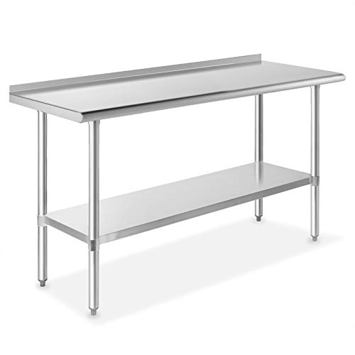 GRIDMANN NSF Stainless Steel Commercial Kitchen Prep & Work Table w/ Backsplash - 60 in. x 24 in.