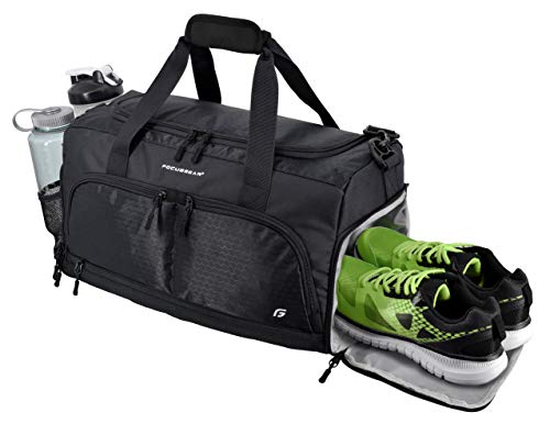 Ultimate Gym Bag 2.0: The Durable Crowdsource Designed Duffel Bag with 10 Optimal Compartments Including Water Resistant Pouch (Black, Medium (20'))