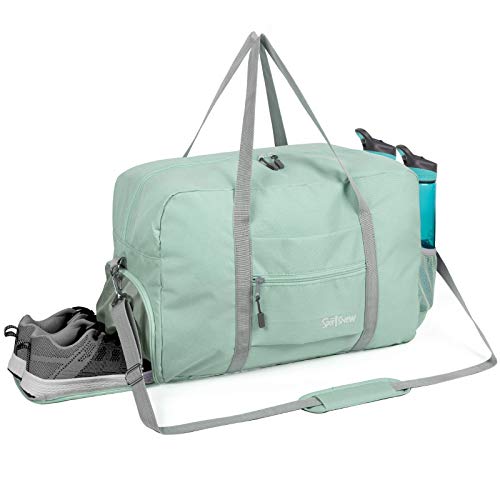 Sports Gym Bag with Wet Pocket & Shoes Compartment, Travel Duffel Bag for Men and Women Lightweight, Mint Green