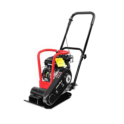 XtremepowerUS 61017 Walk Behind Plate Compactor w/Wheel Gas 2.5hp 79cc 1920lbs Force Construction Concrete Tamper Machine Power Paver