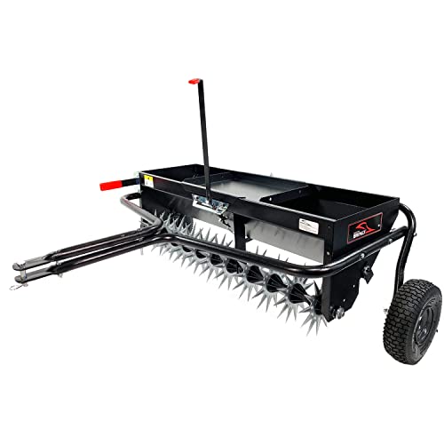 Brinly AS2-40BH-P Tow Behind Combination Aerator Spreader with Weight Tray, 40-Inch, Matte Black