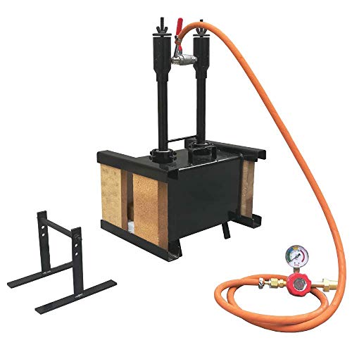 Portable Propane Double Burner Forge with Two Side Brick Door, Gas Forge for Forging Blacksmith Tools Equipment Farrier Knife Making - Rectangle Shape Steel Forge