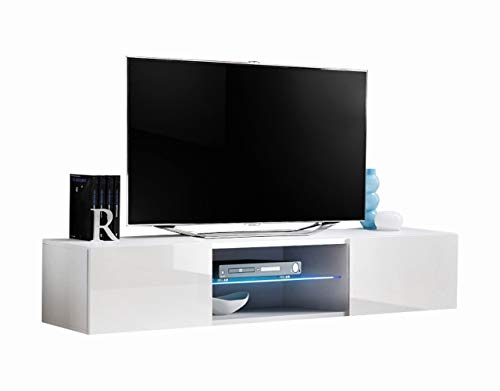 MEBLE FURNITURE & RUGS Fly Modular Wall Mounted Floating 63' TV Stand (Type-33) (White)