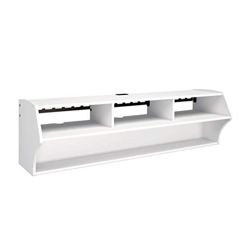 Pemberly Row 58' Floating TV Stand Shelf Wall Mounted Entertainment Center in White