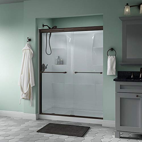 Delta Shower Doors SD3172323 Windemere Semi-Frameless Traditional Sliding Shower Door 60in.x70in, Bronze Track