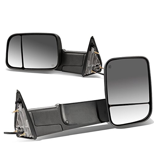DNA Motoring TWM-013-T111-BK Pair of Powered+Heated+Flip up Towing Side Mirrors Compatible With 09-16 Ram 1500/10-16 Ram 2500 3500 4500 5500
