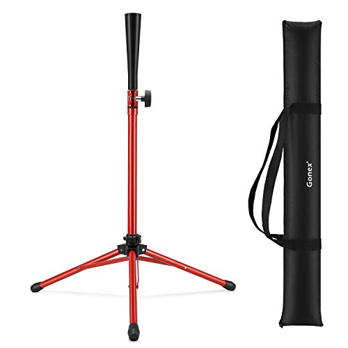 Gonex Baseball Batting Tee for Women & Men Travel Tee Ball Tripod for Baseball Practice Training Aid, Softball T-Ball Hitting Tee for Youth & Adult, Collapsible Portable, with Carrying Bag
