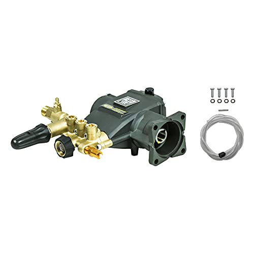 AAA 90036 Horizontal Triplex Plunger Replacement Pressure Washer Pump Kit, 3200 PSI, 2.8 GPM, 3/4' Shaft, Includes Hardware and Siphon Tube, for Industrial Gas Powered Machines, Black