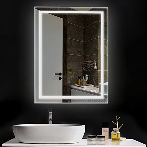 ExBrite LED Bathroom Mirror, 36 x 28 inch, Anti Fog, Dimmable,Color Temper 3000K-6400K,90+ CRI, Waterproof IP44,Both Vertical and Horizontal Wall Mounted Way