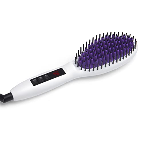 InStyler Straight Up Ceramic Straightening Brush - Detangling Hair Brush Straightener with Powerful Ceramic Heated Plates for Smooth, Frizz-Free Hair - For Thick, Curly & Wavy Hair Types