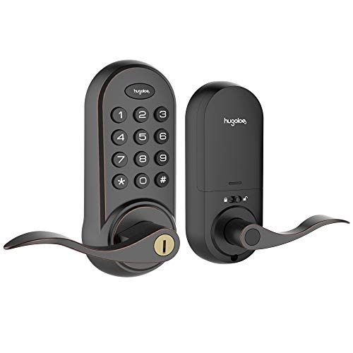 Hugolog Latchbolt Lock Electronic,Keyless Entry Door Lock, Keypad Door Lock with Handle, Easy to Install High Security Material for Metal Home & Office
