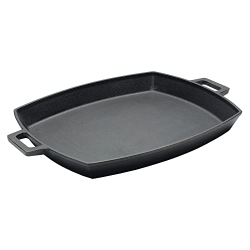 Bayou Classic 7471 Cast Iron Shallow Pan Perfect For Hamburgers Grilled Cheese Sandwiches and Bacon Features Wide Loop Handles