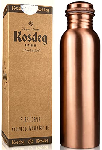 Kosdeg Copper Water Bottle - 34 Oz Extra Large - A Handcrafted Ayurvedic Copper Vessel For Drinking - Drink More Water, Lower Your Sugar Intake And Enjoy The Health Benefits Immediately