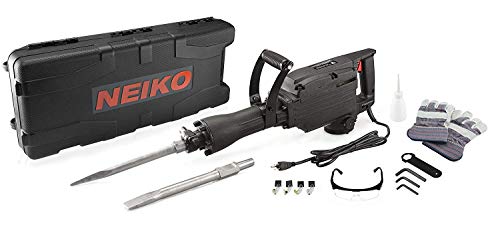 Neiko 02845A Electric Demolition Jack Hammer with Point and Flat Chisel Bits
