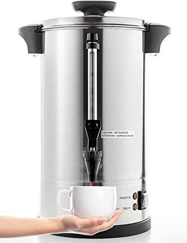 SYBO 2022 UPGRADE SR-CP-50C Commercial Grade Stainless Steel Percolate Coffee Maker Hot Water Urn for Catering, 55-Cup 8 L, Metallic